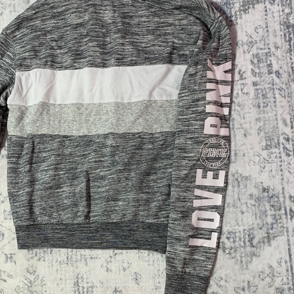 PINK Victoria's Secret Zip-Up Sweater in Gray and White - Picture 9 of 10